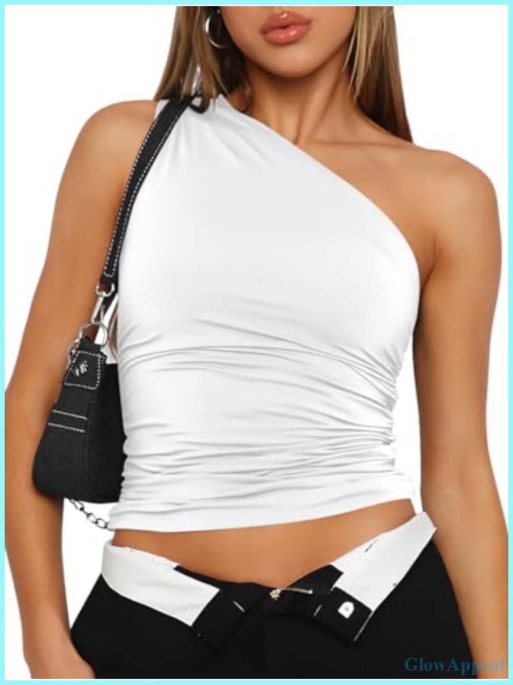 Trendy Queen One Shoulder Crop Top Sleeveless Asymmetric Y2K Going Out Shirt